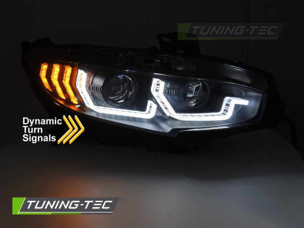 Přední světla s LED pro HONDA CIVIC X 2016-2021 černá