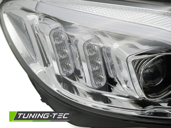 Přední světla s LED pro MERCEDES-BENZ W205 2014-2018 chromová