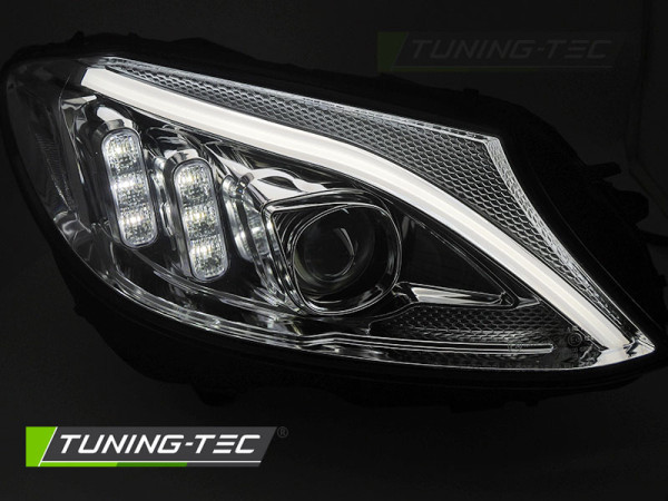 Přední světla s LED pro MERCEDES-BENZ W205 2014-2018 chromová