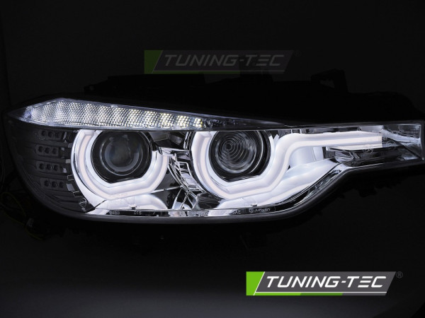 Přední světla s U-TYPE LED pro BMW F30/F31 2011-2015 chromová