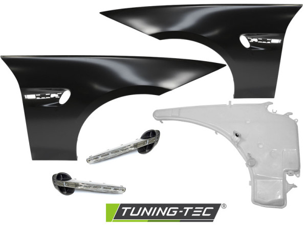 Přední sportovní blatníky s LED bliknry pro BMW E90 E91 2005-2011 M style