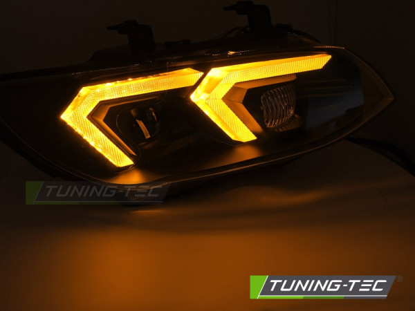 Přední světla xenon D1S 3D LED žluté angel eyes BMW E92/E93 LCI 10-13 černá
