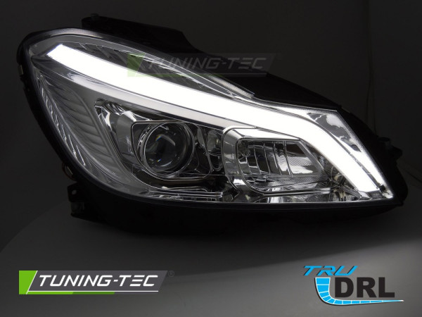 Přední světla s LED denními světly a dynamickým LED blinkrem pro Mercedes-Benz C W204 2011-2014 chromová
