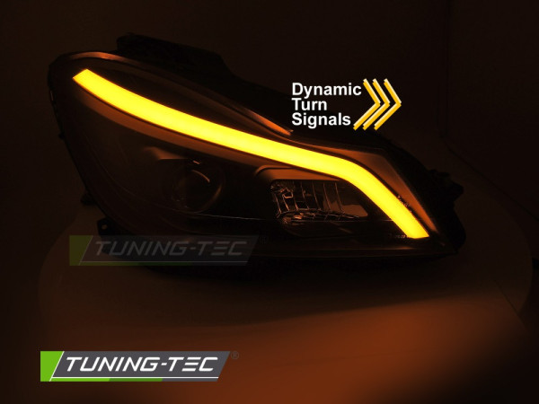 Přední světla s LED denními světly a dynamickým LED blinkrem pro Mercedes-Benz C W204 2011-2014 černá lesklá