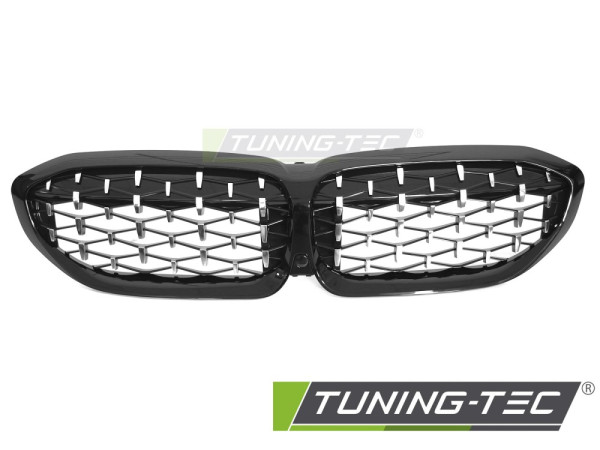 Maska - ledvinky BMW 3 G20/G21 19- diamond style černé-chrom lesklé