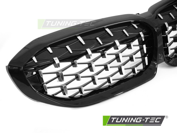 Maska - ledvinky BMW 3 G20/G21 19- diamond style černé-chrom lesklé