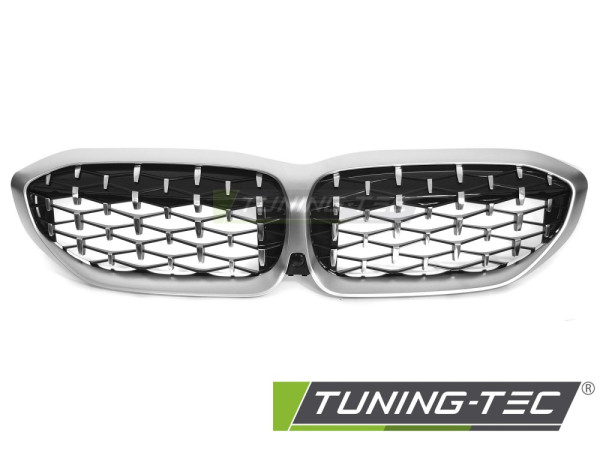 Maska - ledvinky BMW G20/G21 19- diamond style stříbrné-chrom lesklé