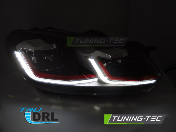 Přední světla s LED pro VW GOLF VI  2008-2012 red line