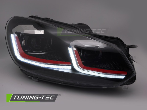 Přední světla s LED pro VW GOLF VI  2008-2012 red line