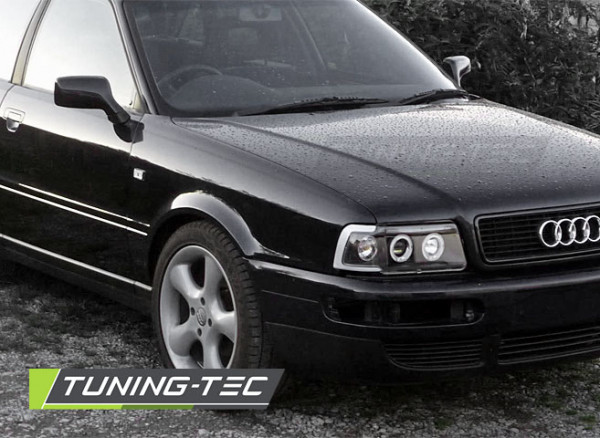 Přední světla angel eyes Audi 80 91-96 černé