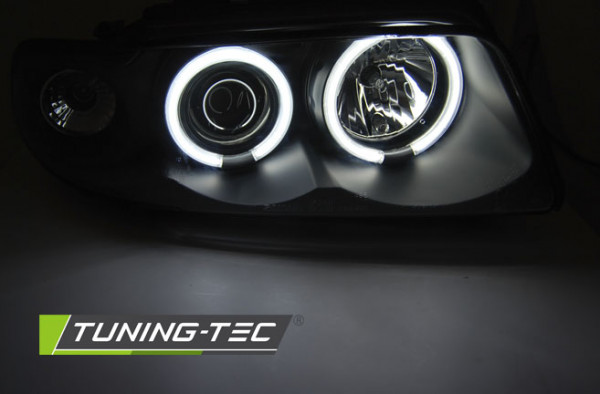 Přední světla angel eyes CCFL AUDI A4 B5 94-98 černá