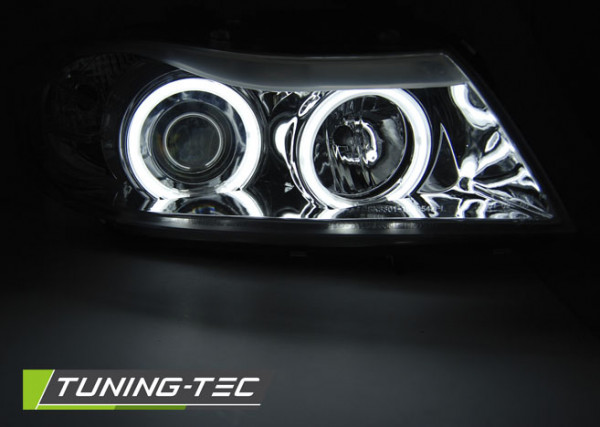 Přední světla angel eyes CCFL BMW E90/E91 05-08 chrom