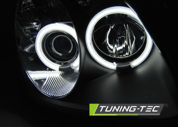 Přední světla angel eyes CCFL Mercedes Benz SLK 96-04 černá