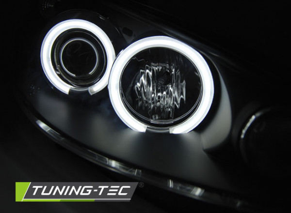 Přední světla angel eyes CCFL Peugeot 206 02- černá
