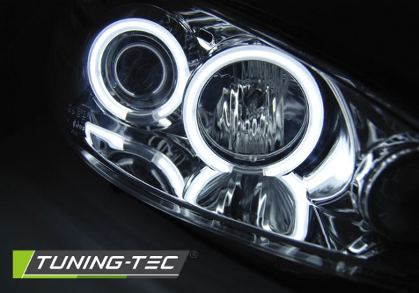 Přední světla angel eyes CCFL Peugeot 206 02- chrom