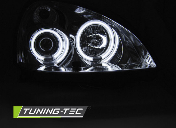 Přední světla angel eyes CCFL Renault Clio B 01-05 chromové