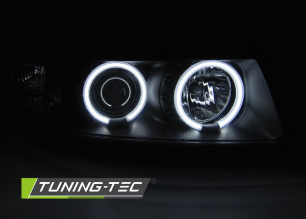 Přední světla angel eyes CCFL Seat Leon 99-05 černá