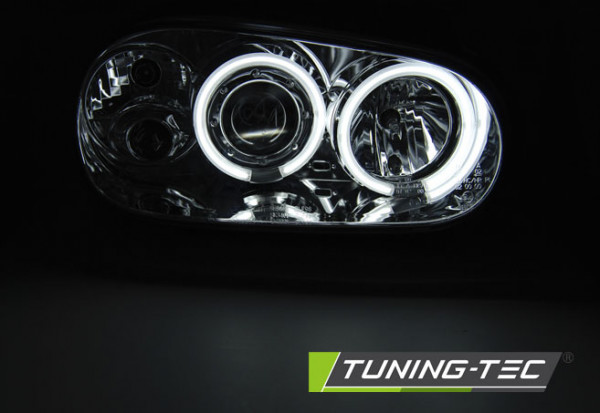 Přední světla angel eyes CCFL VW Golf IV 4 97-04 chrom