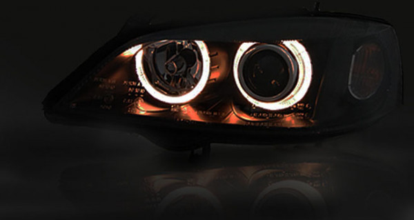 Přední světla angel eyes Opel Astra G černé