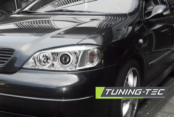 Přední světla angel eyes Opel Astra G chromové