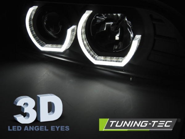 Přední světla angel eyes s LED BMW E39 95-03 černá
