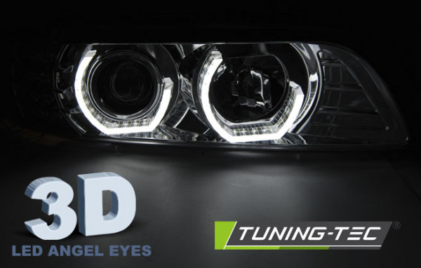 Přední světla angel eyes s LED BMW E39 95-03 chrom