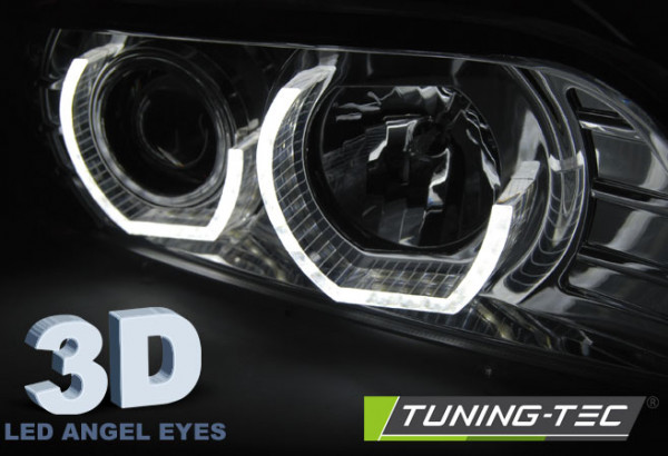Přední světla angel eyes s LED BMW E39 95-03 chrom