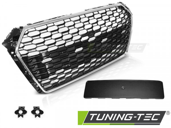 Maska AUDI A4 B9 15-19 RS4 style PDC chrom černá