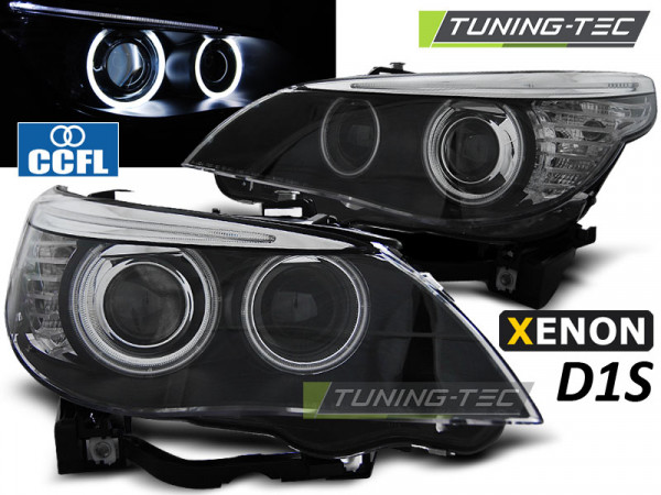 Přední světla angel eyes CCFL BMW E60/E61 05-07 xenon D1S černá