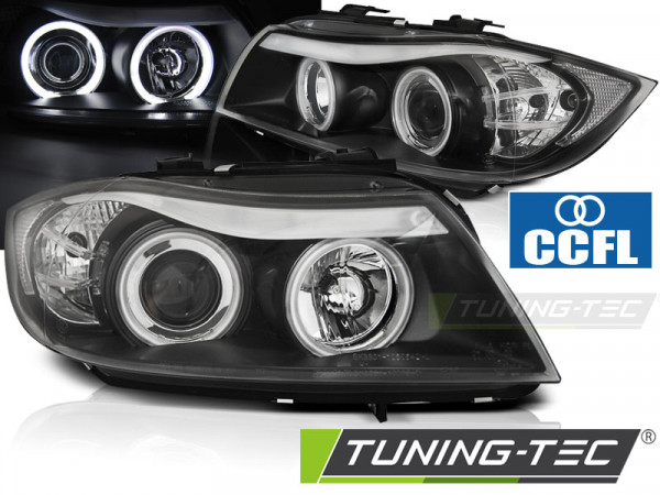 Přední světla angel eyes CCFL BMW E90/E91 05-08 černá