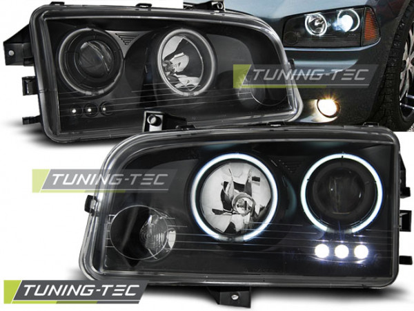 Přední světla angel eyes CCFL Dodge Charger LX 06-10 černá