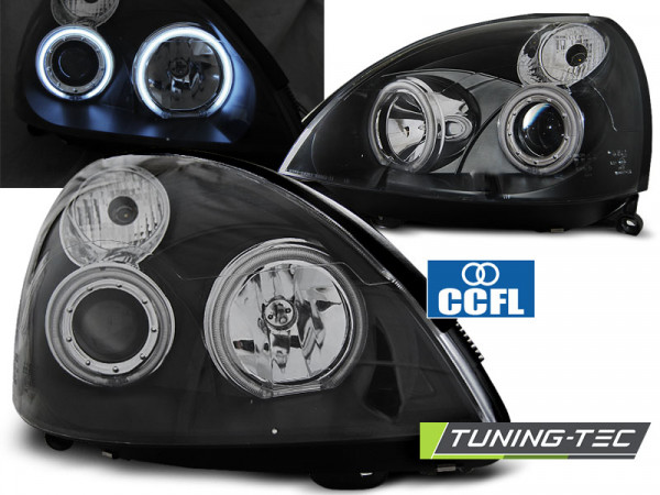 Přední světla angel eyes CCFL Renault Clio B 01-05 černé