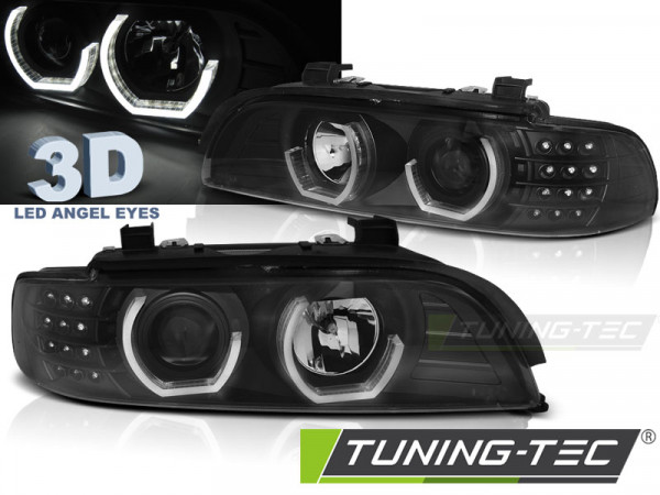 Přední světla angel eyes s LED BMW E39 95-03 černá