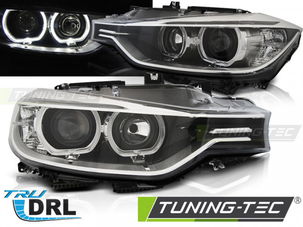 Přední světla angel eyes s LED denními světly BMW 3 F30/F31 11-15 černá