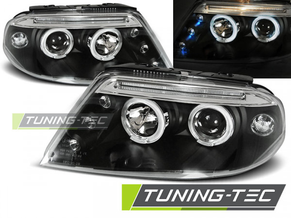 Přední světla angel eyes VW Passat 3BG - černé