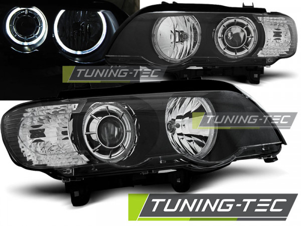 Přední světla LED Angel Eyes BMW X5 E53 99-03 černá