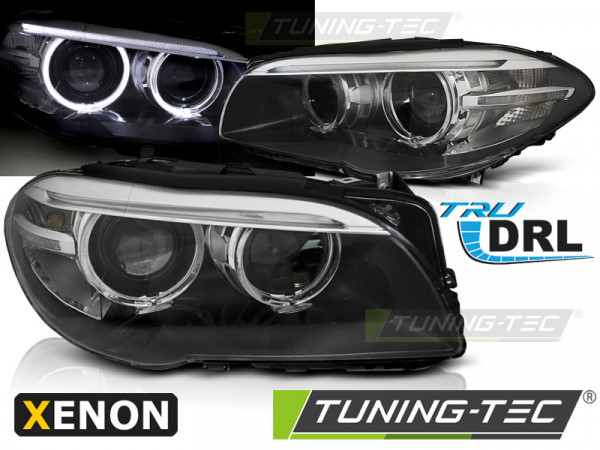 Přední světla LED angel eyes s denními světly BMW F10/F11 xenon D1S 10-13