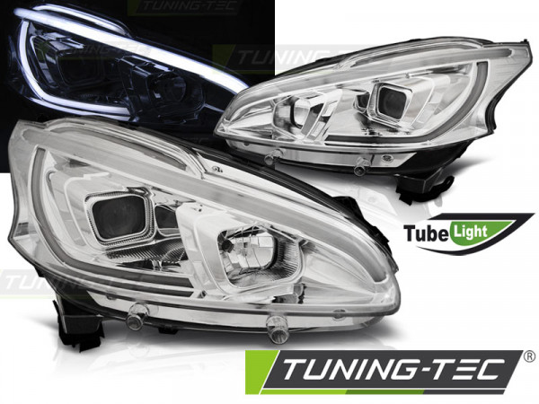 Přední světla s LED denními světly Peugeot 208 12-15 chrom