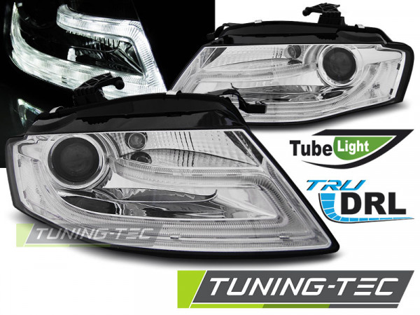 Přední světla s LED denními světly TubeLight Audi A4 B8 08-11 chrom