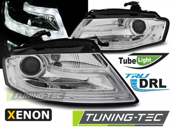 Přední světla s LED denními světly TubeLight Audi A4 B8 08-11 xenon chrom