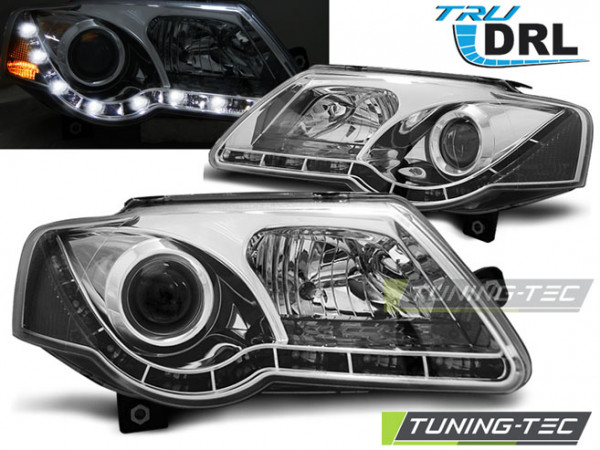 Přední světla s LED denními světly VW Passat 3C 05-10 chrom