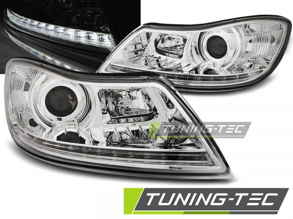 Přední světla s LED Škoda Octavia II 09-12 chrom