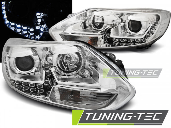 Přední světla s LED světly Ford Focus 3 11-14 chrom