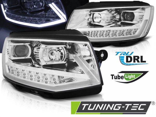 Přední světla TubeLights s LED denními světly VW T6 chrom