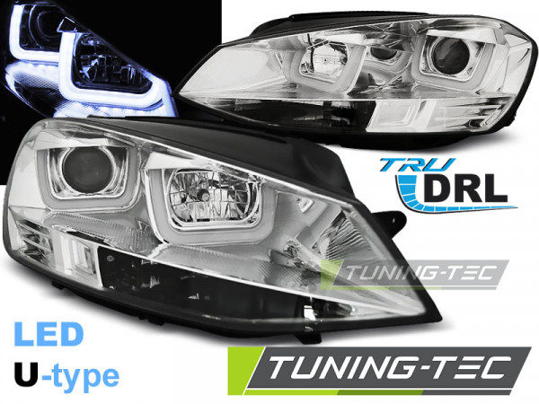 Přední světla U-LED BAR denní světla VW Golf 7 12- chrom