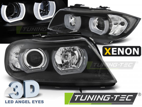 Přední světla xenon D1S 3D LED angel eyes BMW E...