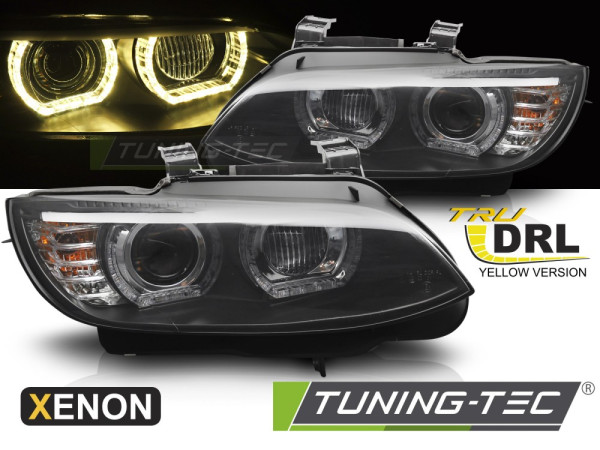 Přední světla xenon D1S 3D LED žluté angel eyes...