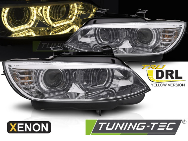 Přední světla xenon D1S 3D LED žluté angel eyes...